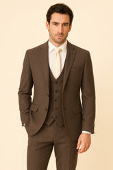 Men's coffee brown textured 3 piece